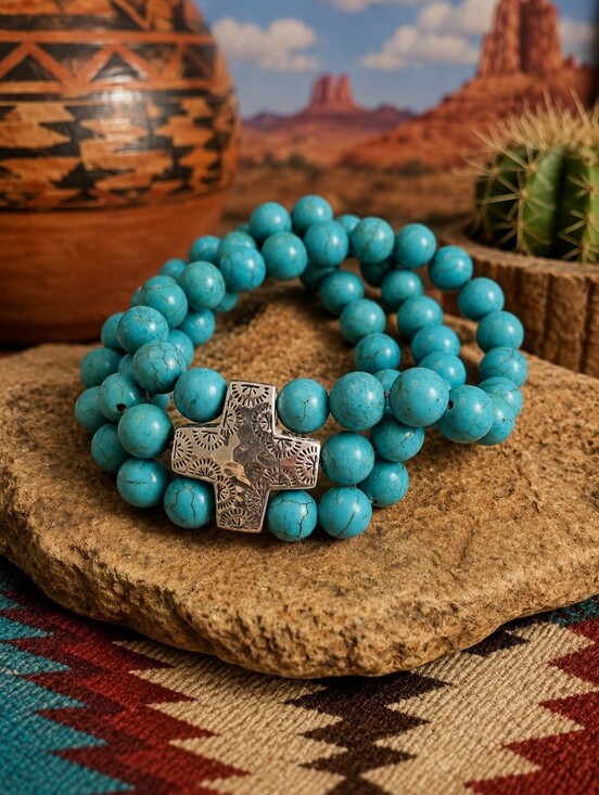 Silpada Jewelry - Silpada 925 Sterling Silver Triple Strand Turquoise Beaded Bracelet.